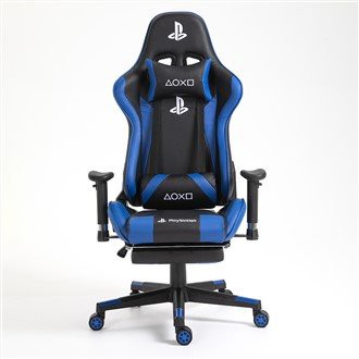 Leather Gaming Chèz ak Footrest